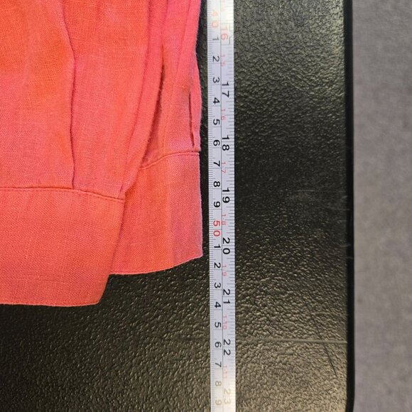 David N. Coral Long-Sleeve Shirt Button-Up Size M 100% Linen Elegant Casual Wear - Picture 8 of 10